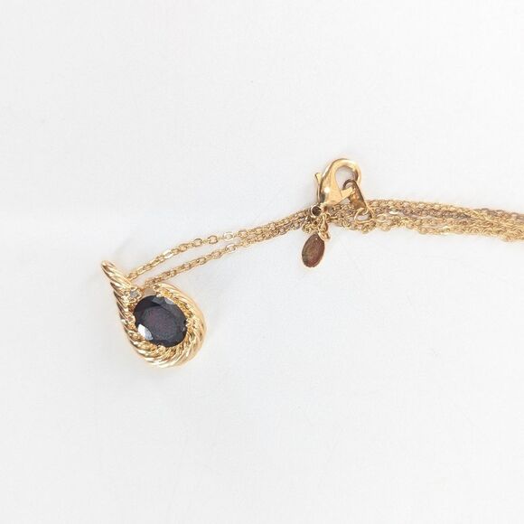GE LIND Signed Vintage Garnet Rhinestone Glass Necklace Gold Electroplated - Picture 4 of 5
